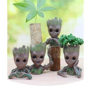 Flowerpot Treeman Baby Groot Planter Cute Green Plants Flower Pot with Hole Pen Holder