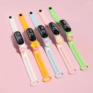 LED Fashion Silicone Bracelet Digital Kids Watches (Cute Ice Cream Doll Series)