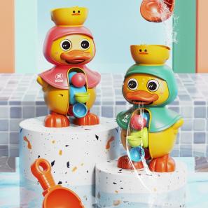 Cute Bathtub Duck Toys Toddlers Rotating Water Wheel Bathroom Duck Bath Shower Toys 