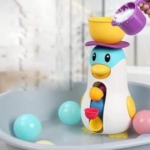 Children Cartoon Penguins Water Play Lovely Windmill Penguin Bathtub toys 