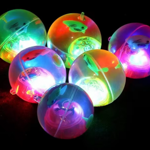 Kids LED Flashing Rubber High Bouncing Ball Sparkling Crystal Ball with Colorful Light