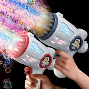 Astronaut Space 32 holes Bubble Gun Machine Kids Outdoor Toys Gatling Flash Bubble Gun Toys