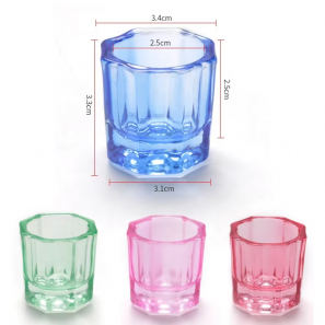 Color Octagonal Shaped Crystal Cup Pen Washing Cup Nail Manicure Cup