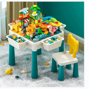 80pcs Large Building Bricks Toddlers Table and Chair Set Kids Activity Table Set Double Sided Multi Play Sand Water Table Toys for Children