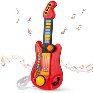 Kids Guitar Toys 2 in 1 Folding Musical Instrument Electric Piano Brain Training Toys 