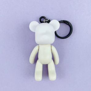 8cm DIY Fluid Bear Keychain Figure Graffiti Sculpture With Pouring Painting