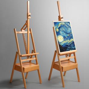 Adjustable Solid Beech Wood Studio Easel Stand for Artists Forward Tilt Easel with Art Supply Storage Drawer