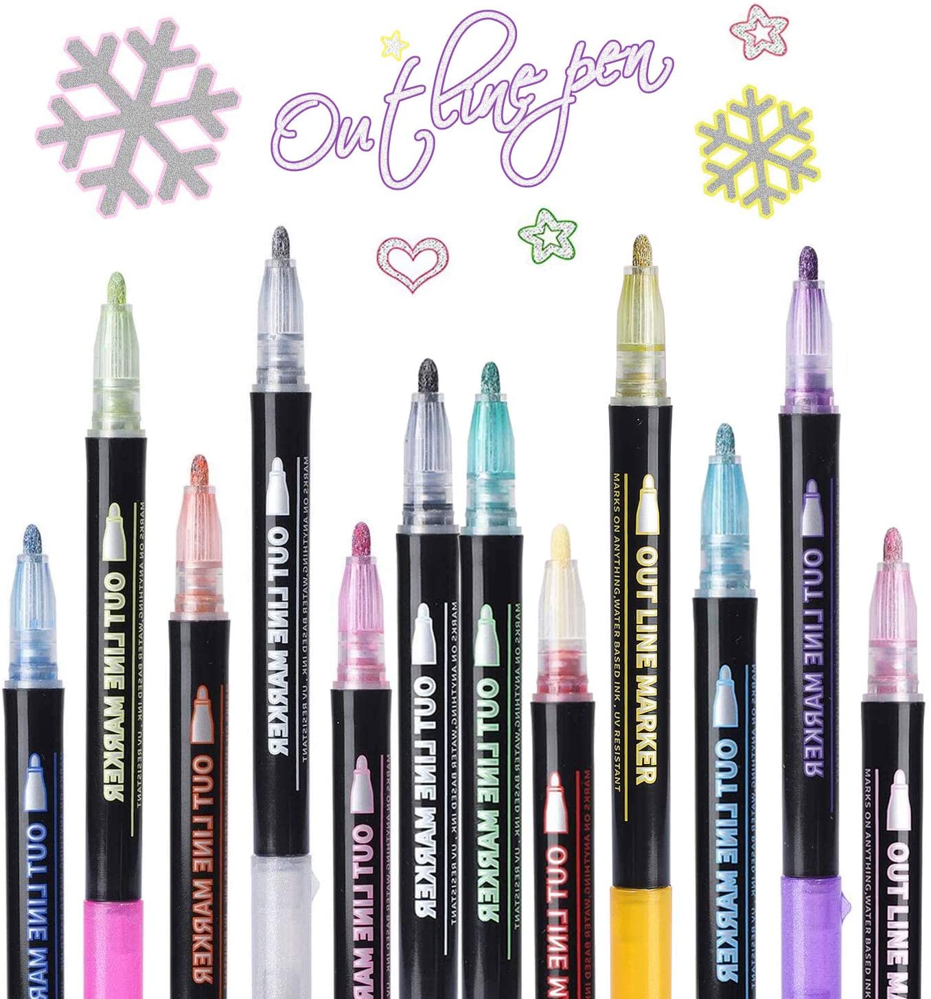 Outline Straight Liquid Acrylic Brush Marker Pens Water Based Soft Head Drawing Pens Acrylic Paint Markers