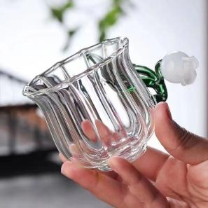 Lily Valley Flower Handmade Home Office Glass Milk Coffee 3D cup Tea cup Bell Orchid creative Gift