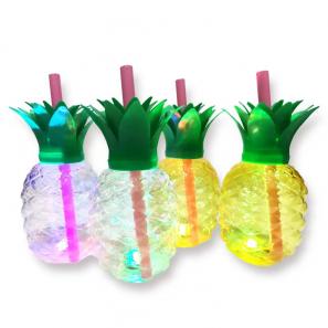 500ml Large Capacity Cold Drinking Plastic Pineapple Cups with Lid and Straw for Hawaiian Party Supplies