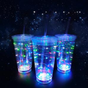 Creative Light Up LED Cups with lid straw