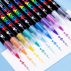 Straight Liquid Acrylic Brush Marker Pens Water BasedSoft Head Drawing Pens Acrylic Paint Markers