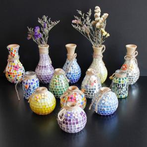 Popular DlY Crafts Home Vase Handmade Material Package Kit Glass Mosaic Vase Craft for Home Decor