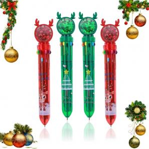 10 in 1 Christmas 0.5mm Fine Point Ballpoint Pen Retractable Christmas Multicolor Ballpoint Pens 