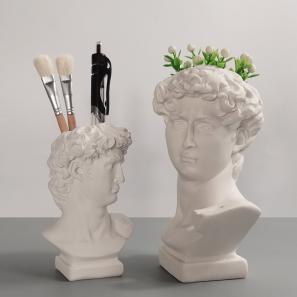 New Design Resin Vases Nordic Flowerpot Art Statue David Storage Box Head High Resin 16cm Pen Holder