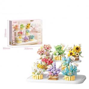 New Flower Basket Potted Bouquet Bonsai Flower Building Blocks Set