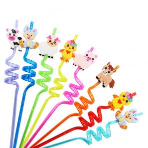 Funny Cartoon Spiral Fun Curly Drinking Reusable PET Straw for Kids Adult