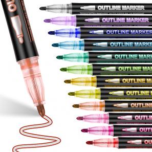 Shiny Dreamy Double Line Outline Markers for Christmas Greeting Card Birthday Gift DIY Art Crafts