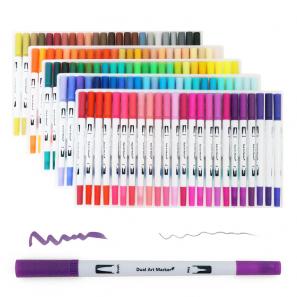 12/24/36/60/48/72/100/120 /132colors Non Toxic Dual Tip Watercolor Brush Pen Set-White handle 